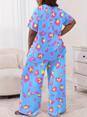  Leopard Print Tee & Pants Loungewear Set