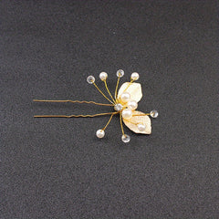Golden Leaf Hair Pin Bridal U shaped Pin Headdress Hair Accessories