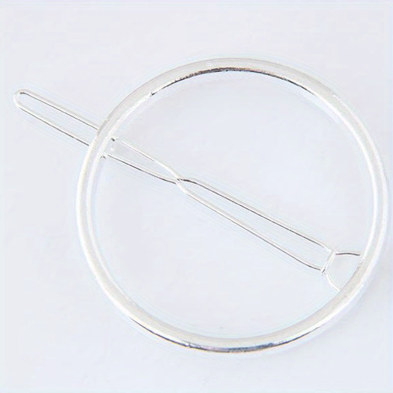 Round Frame Hair Clip Minimalist Solid Hair Pin Alloy Headwear