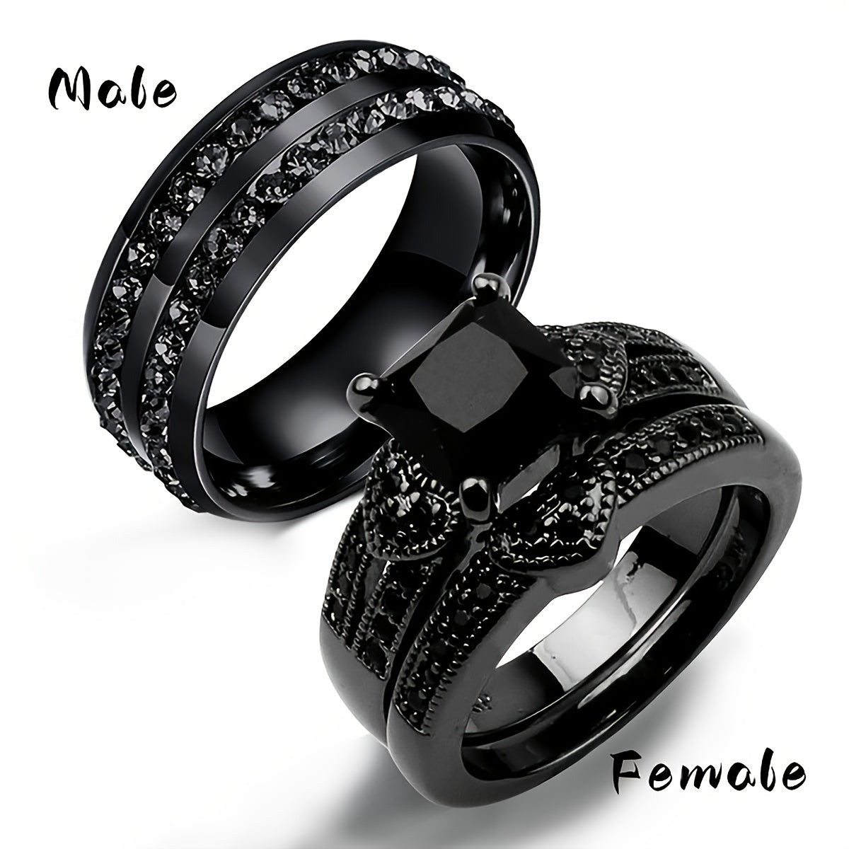 Golden Filled Double Row Diamond Couple Ring