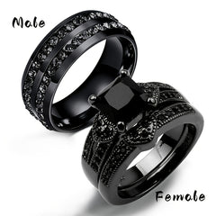 Golden Filled Double Row Diamond Couple Ring