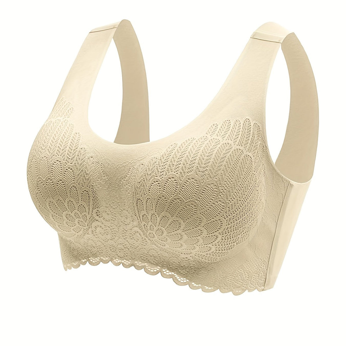 Lace Wireless Bra Comfy Scallop Trim Bra Tank