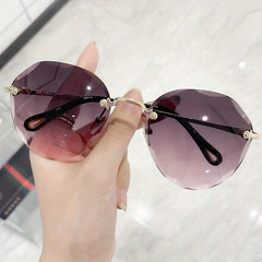 Oversize Rimless Gradient Lens Sunglasses UV Protection