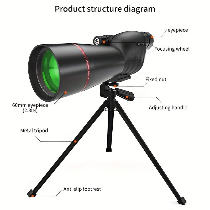 25 75x60 HD Monocular High Power FCM Layer Coating BK4 Prism Long Range