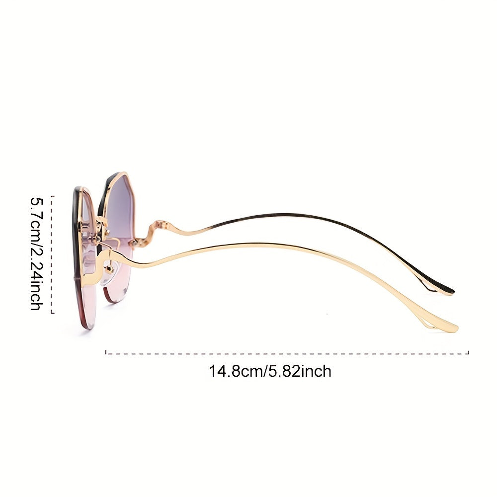 Ombre Lens Sunglasses Women Semi Rimless Metal Glasses UV400