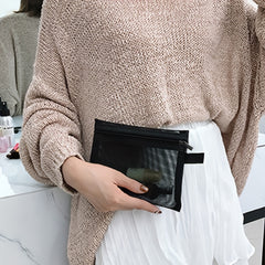 Mesh Zipper Cosmetics Bag Travel Toiletry Storage Bag