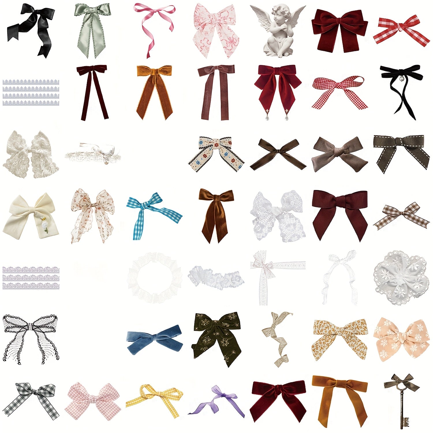 50pcs Butterfly Knot Rope Decorative PET Stickers Assorted DIY Craft Stickers
