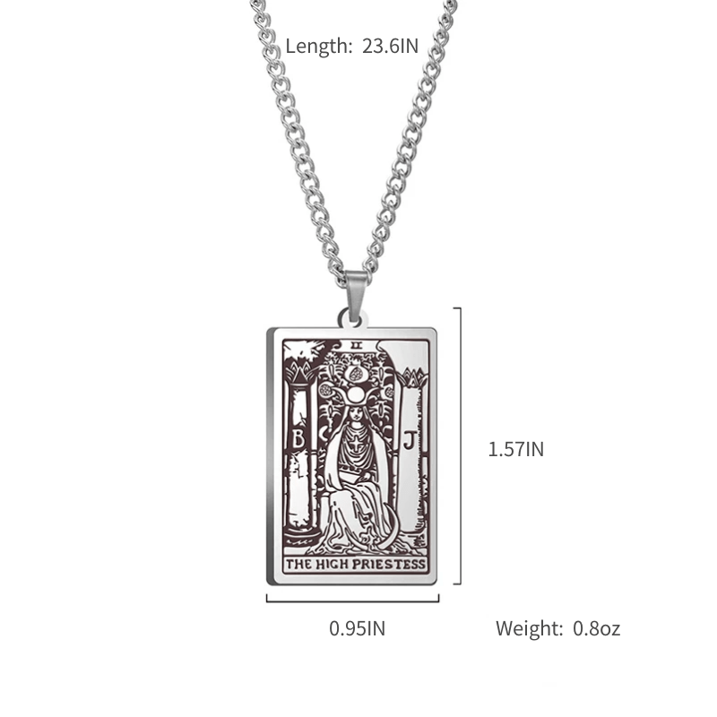 Vintage Tarot 20 Main Cards Steel Necklace Men's Stainless Steel