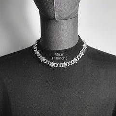 Cuban Hip Hop Artificial Diamond Pentagram Chain Necklace