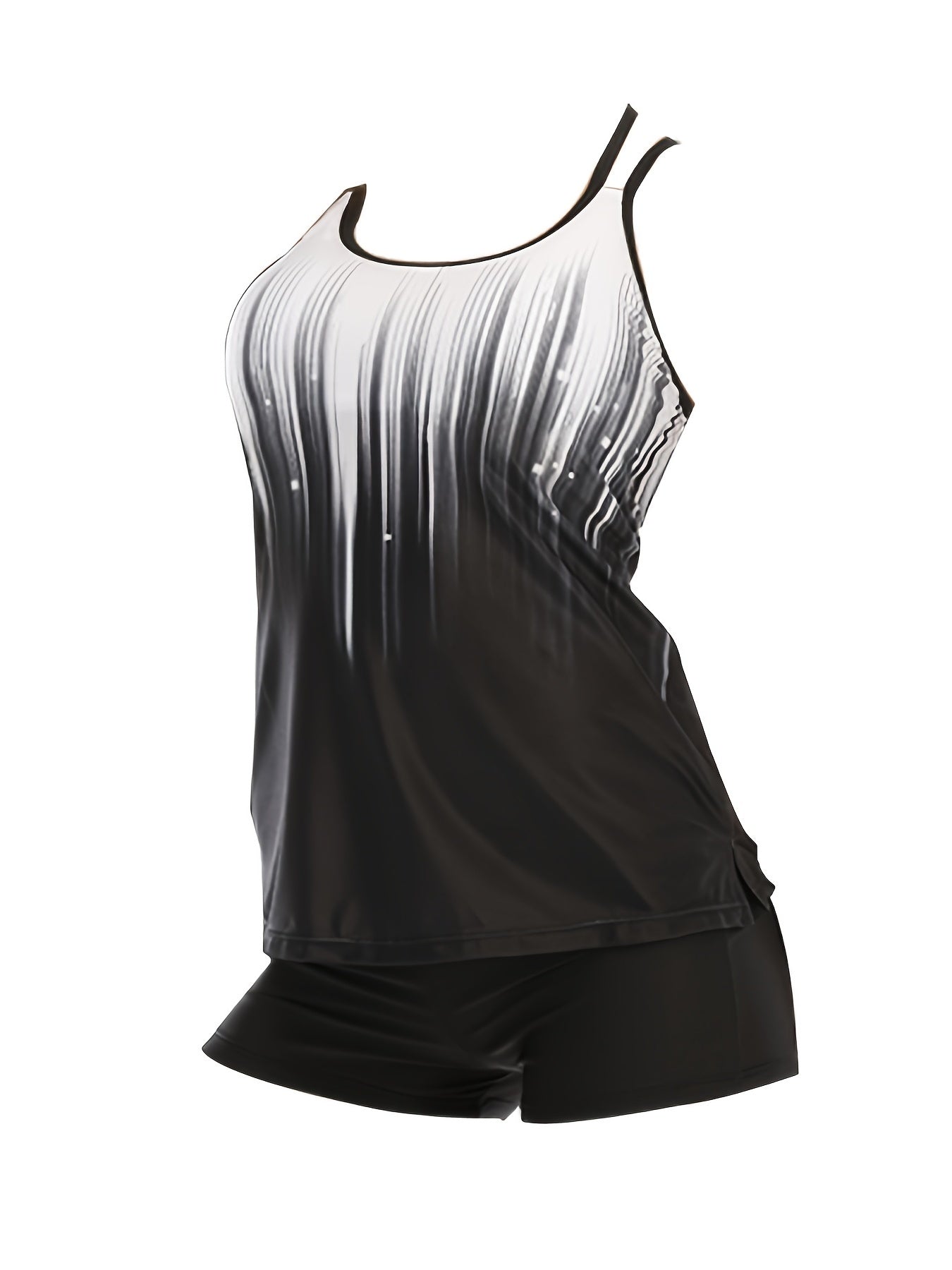  Ombre Cut Out Top & Shorts Swimsuit Set