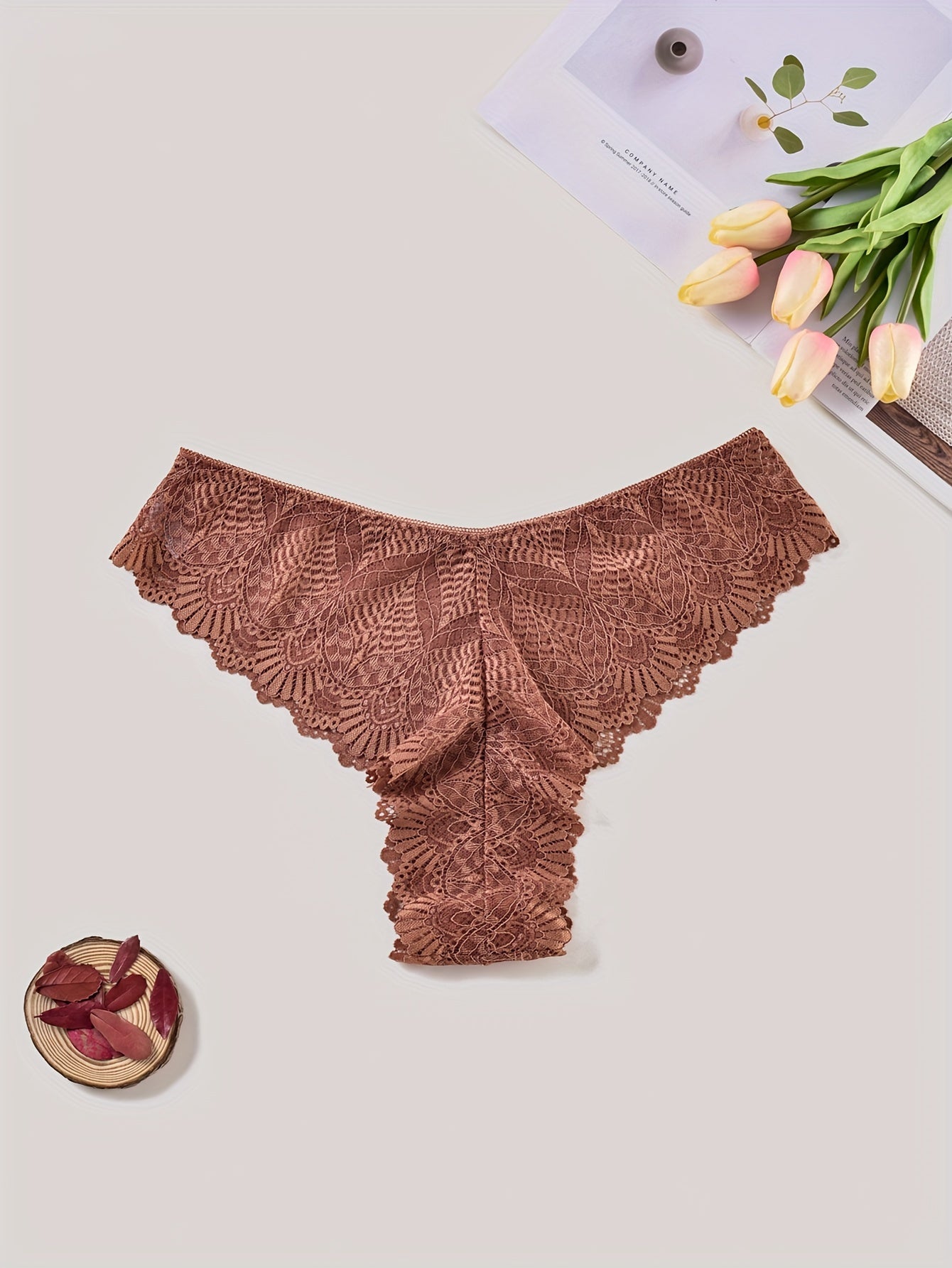 3 Pack Plus Size Panties Set High Stretch Underwear Women's Solid Floral Lace