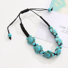 Turquoise Turtle Beaded Braided Bracelet