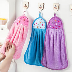 3pcs Coral Fleece Hand Towel Lint Reusable Washable for Kitchen and Bathroom