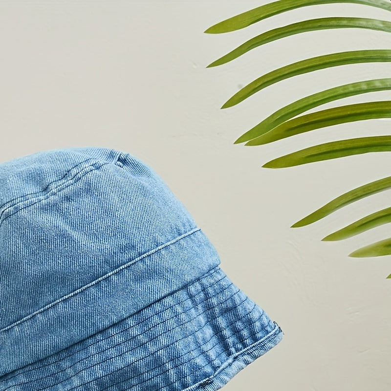 Denim Washed Bucket Hat Sunscreen Fisherman Cap for Women