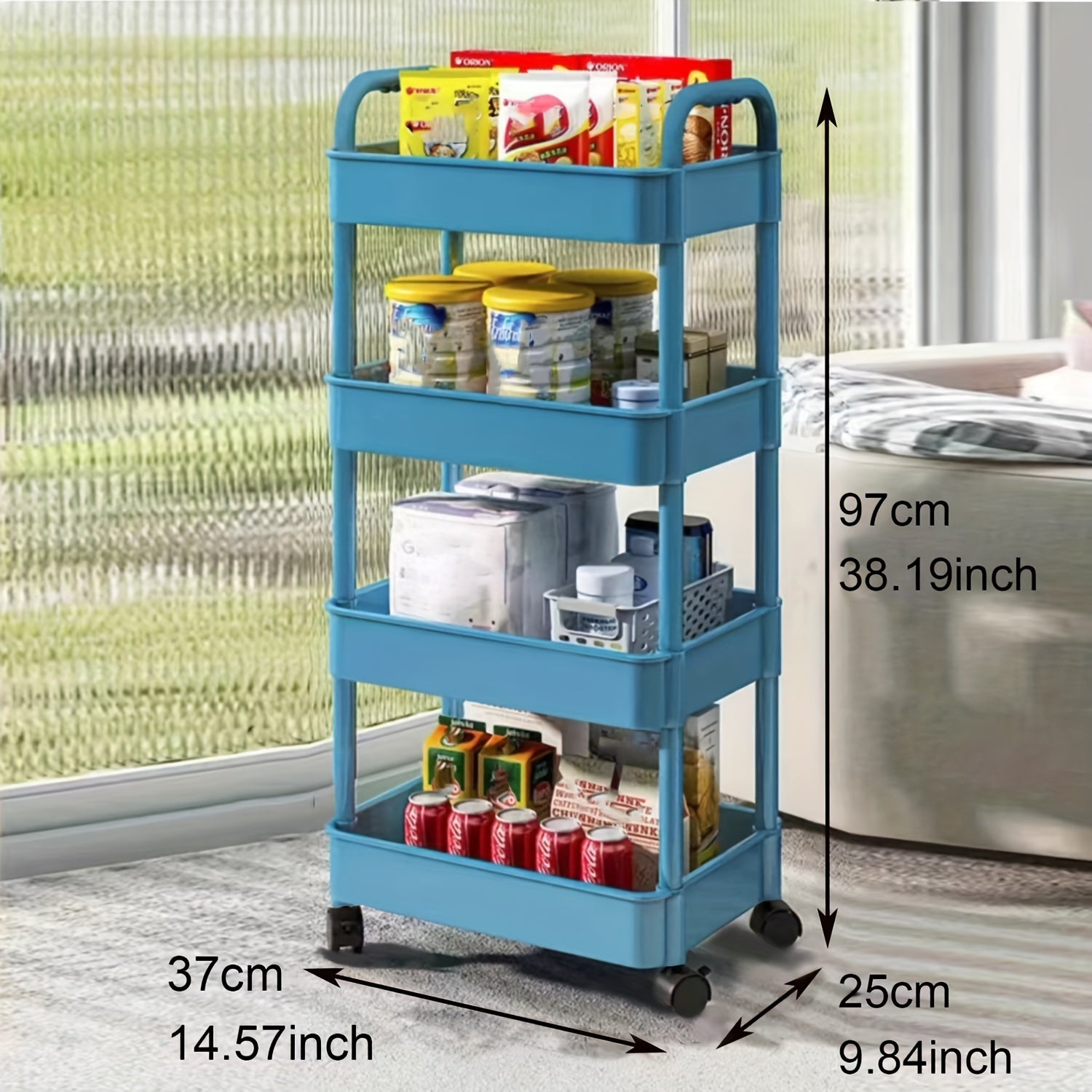 4 Layer Roller Cart Detachable Storage Cart For Office