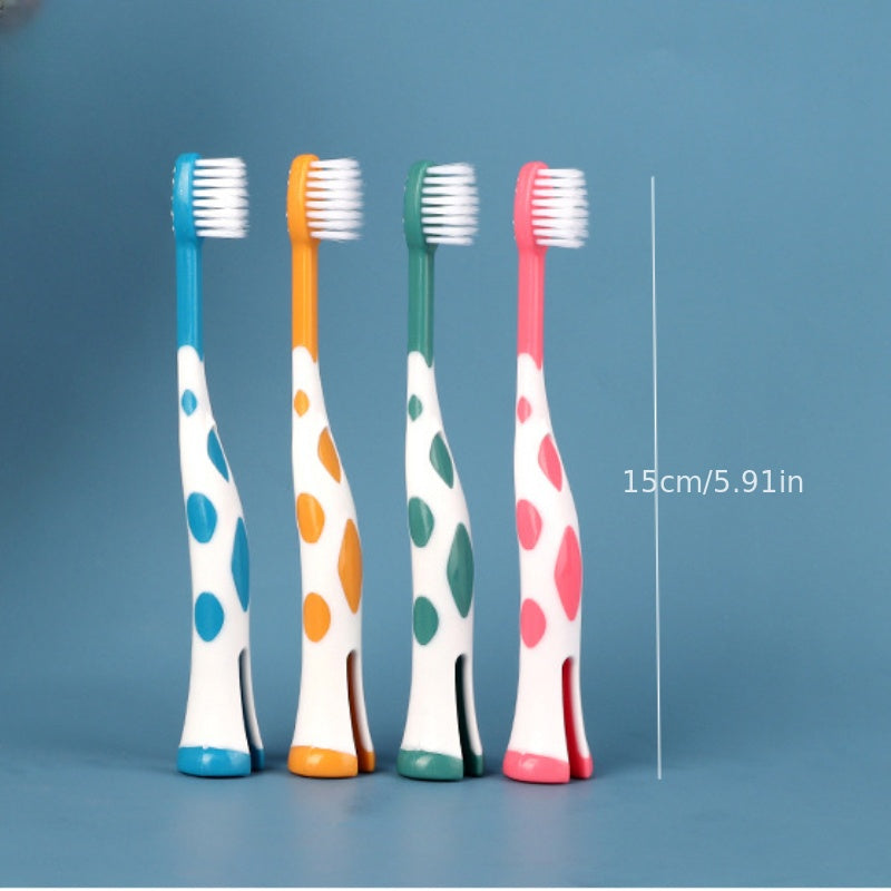 4pcs Kids Fawn Cartoon Toothbrush Soft Hair Baby 2-12 Years Gum Protection