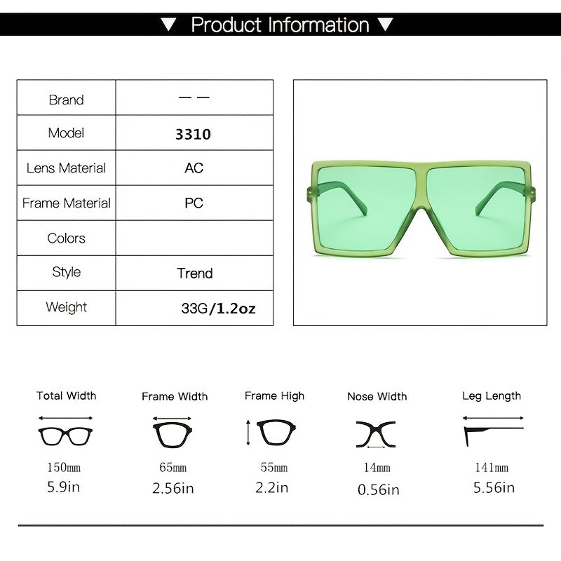 Square Sunglasses Women Female Eyewear Plastic Frame Clear Lens UV400 Shade
