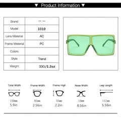 Square Sunglasses Women Female Eyewear Plastic Frame Clear Lens UV400 Shade