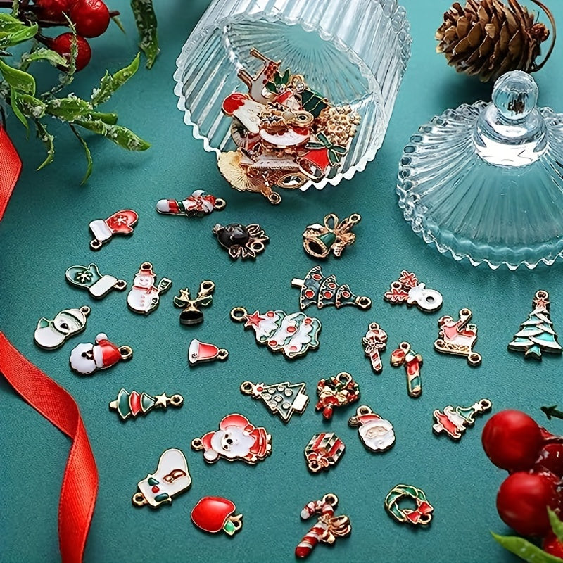 Mini Alloy Christmas Santa Claus Pendants for DIY Jewelry Making