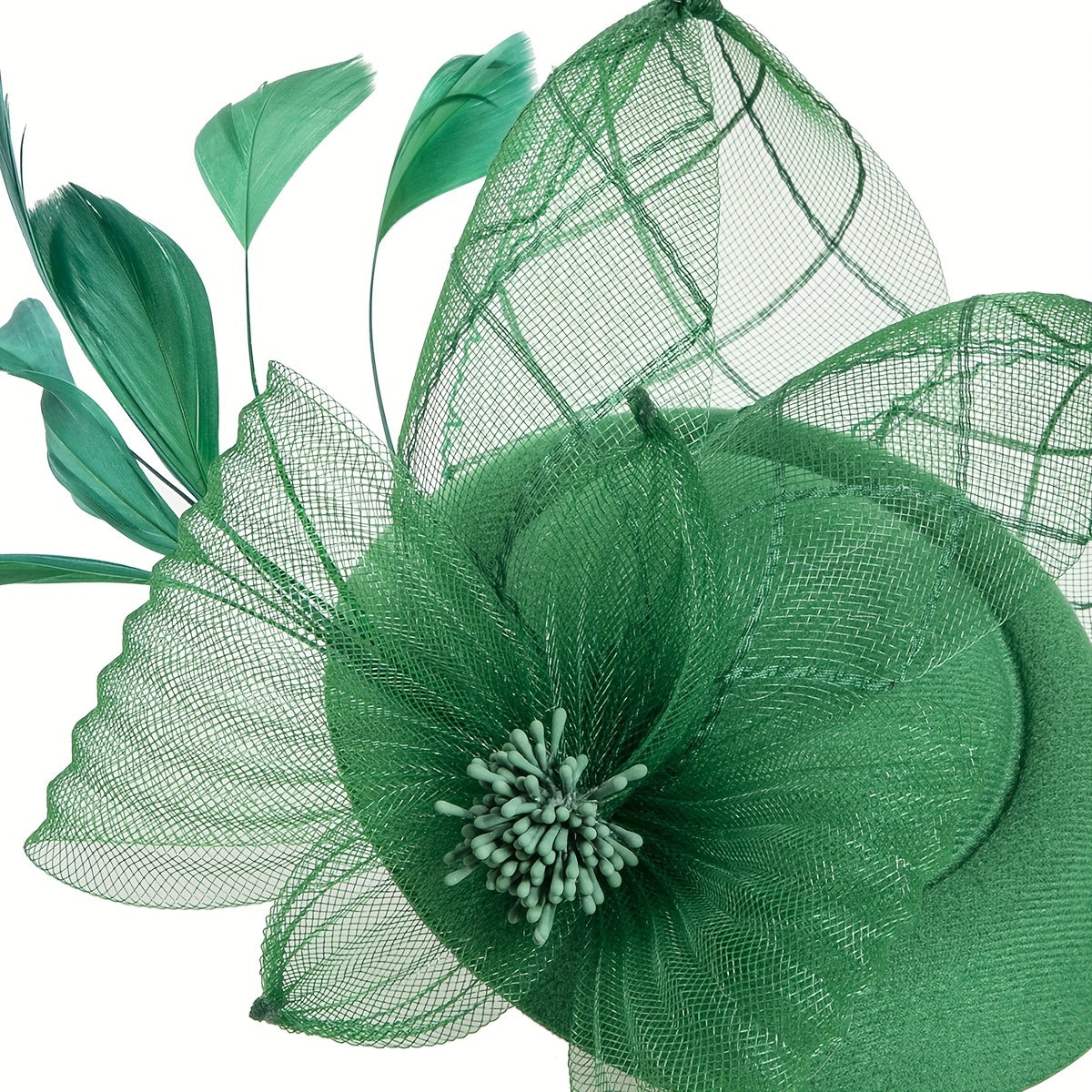 Faux Feather Mesh Veil Head Piece Fascinator for Tea Party Horse Racing