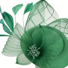 Faux Feather Mesh Veil Head Piece Fascinator for Tea Party Horse Racing