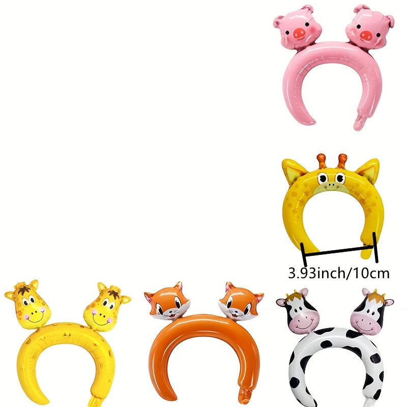 24 Packs Inflatable Animals Headband Zoo Safari Balloons Hat Jungle Theme