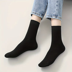 8 Pairs Solid Mid Tube Socks Women's Stockings