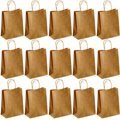 15pcs Paper Shopping Bags Paper Gift Bag Or Takeout Bag With Handles