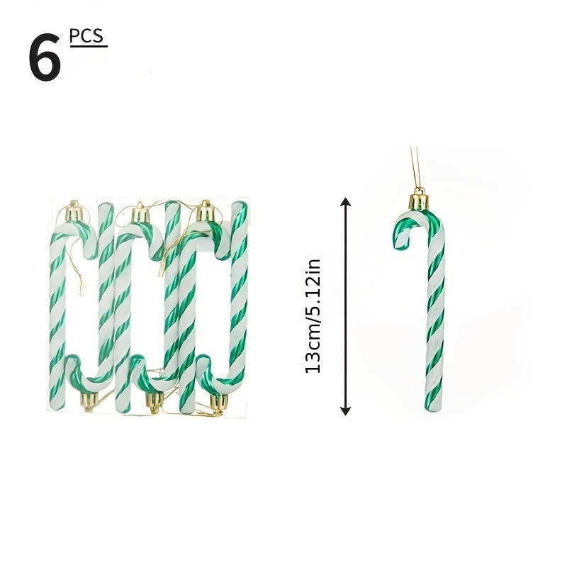 6pcs Christmas Cane Pendant Decoration Set