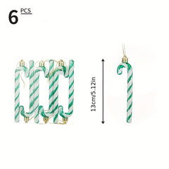 6pcs Christmas Cane Pendant Decoration Set