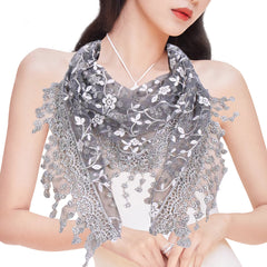 Women's Triangle Scarf With Tassel Lace Shawl