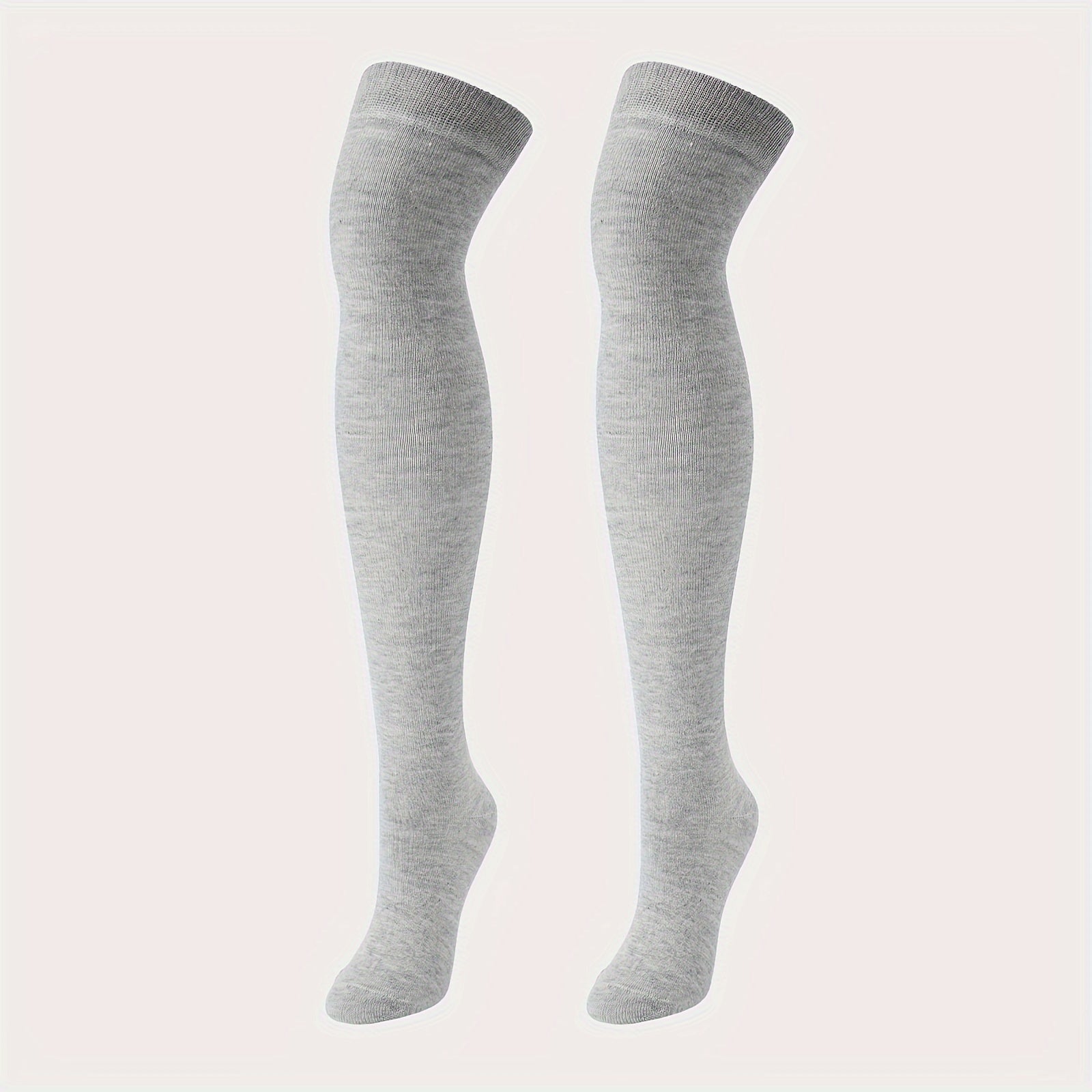 Solid Thigh High Socks Warm Over The Knee Socks Women's Stockings