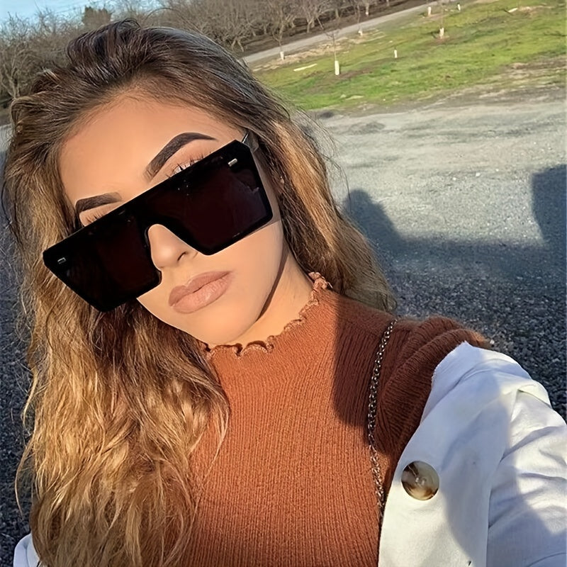 Vintage Square Flat Top Sunglasses UV Protection