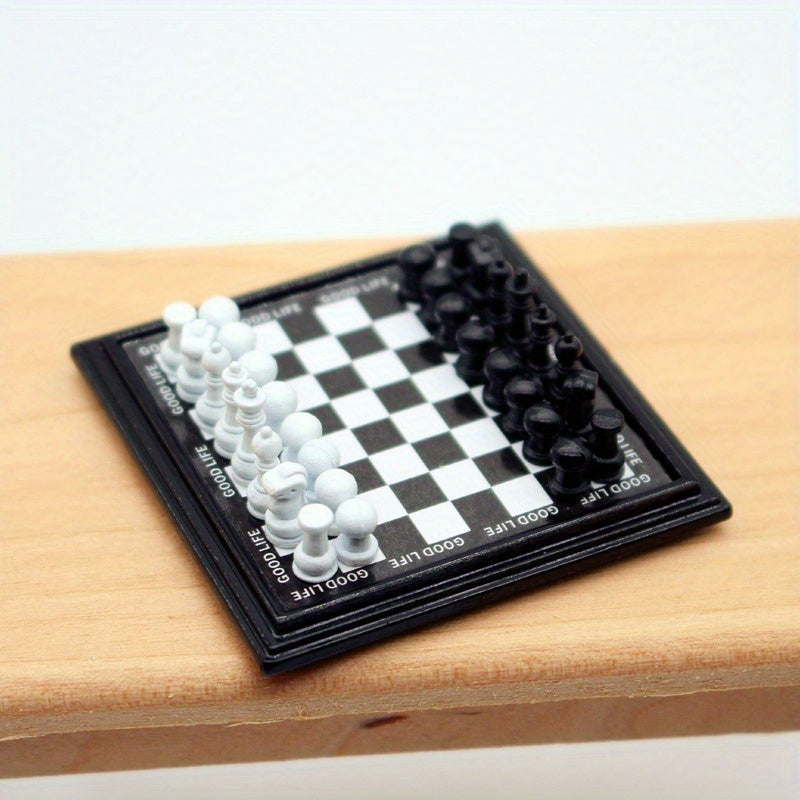 Miniature Chess Set with Magnetic Figures Scene Model