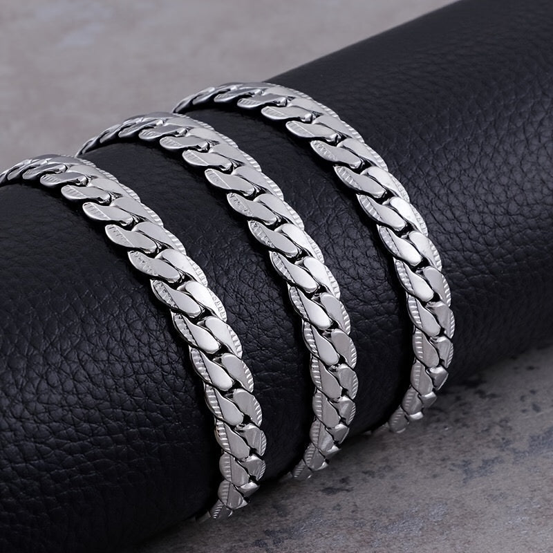 Classic Men's Whip Necklace 5mm Wide Golden Plated Silver for Birthday Party