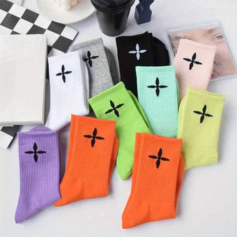 10 Pairs Cross Pattern Socks for Women