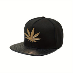 Hip Hop Baseball Cap Hemp Leaves Pattern Flat Brim