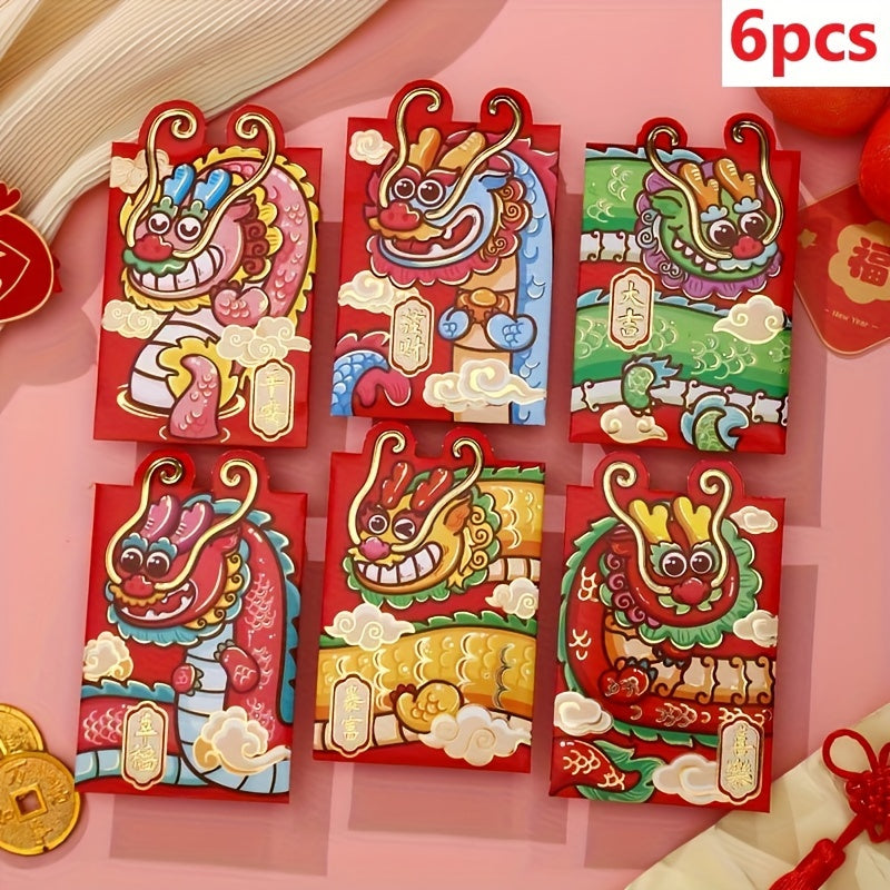 6 12pcs Dragon Year Red Envelope Cartoon 3D Lucky Universal Red Envelope
