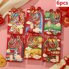 6 12pcs Dragon Year Red Envelope Cartoon 3D Lucky Universal Red Envelope