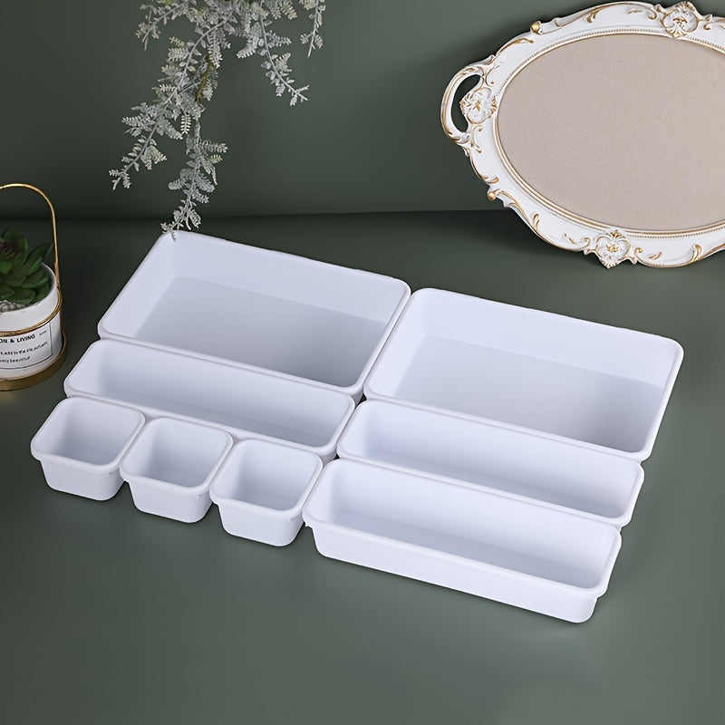 8pcs Drawer Plastic Storage Box Divider Cosmetics Desktop Finishing