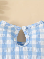 Baby Girls Gingham Lace Trim Tank Top & Skirt Set for Summer