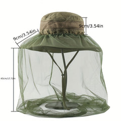 Summer Mesh Mosquito Bucket Hat For Outdoor Solid Unisex