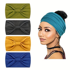 Solid Headband For Women Wide Brim Knotted Sports Yoga Bandana