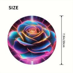 Rose Pattern 20x20cm Round Mousepad Home Office Rubber Lock Non slip Mousepad