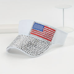 Rhinestone Visor Hat Flag Patch Sun Hat Baseball Cap