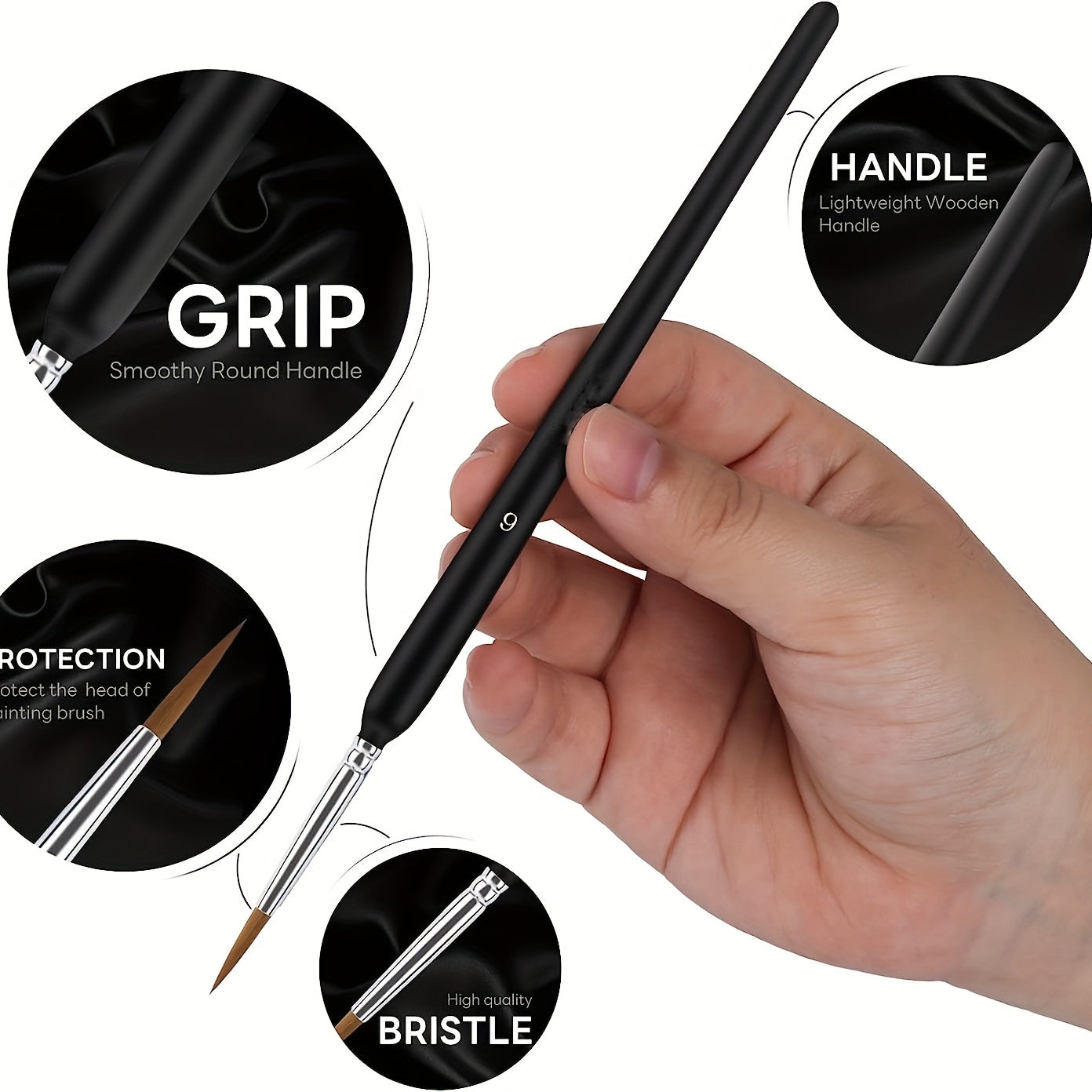 11 Micro Brushes Fine Detail Nib Brush Set With Ergonomic Handle
