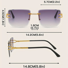 Gradient Lens Sunglasses Men Women UV400 Beach Metal Rimless Glasses