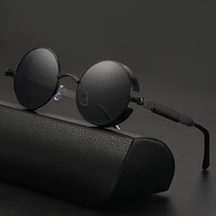 Men's Vintage Steampunk Round Stainless Steel Sunglasses