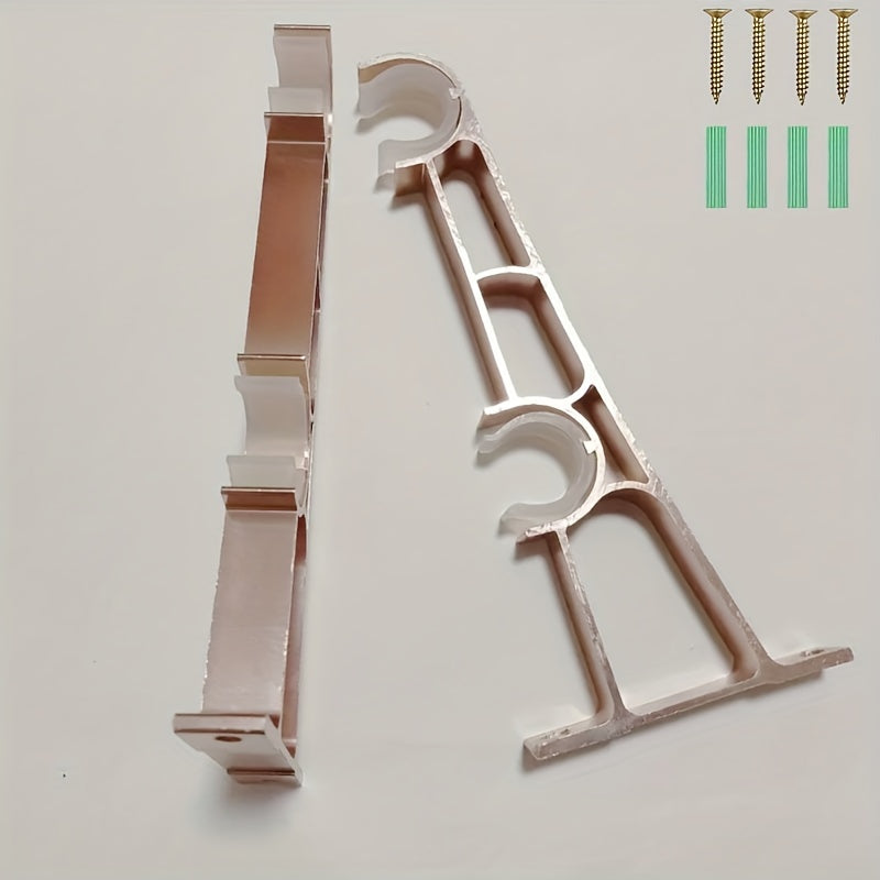 2pcs Aluminum Double Rod Curtain Bracket with Screws Heavy Duty Thickened Alloy