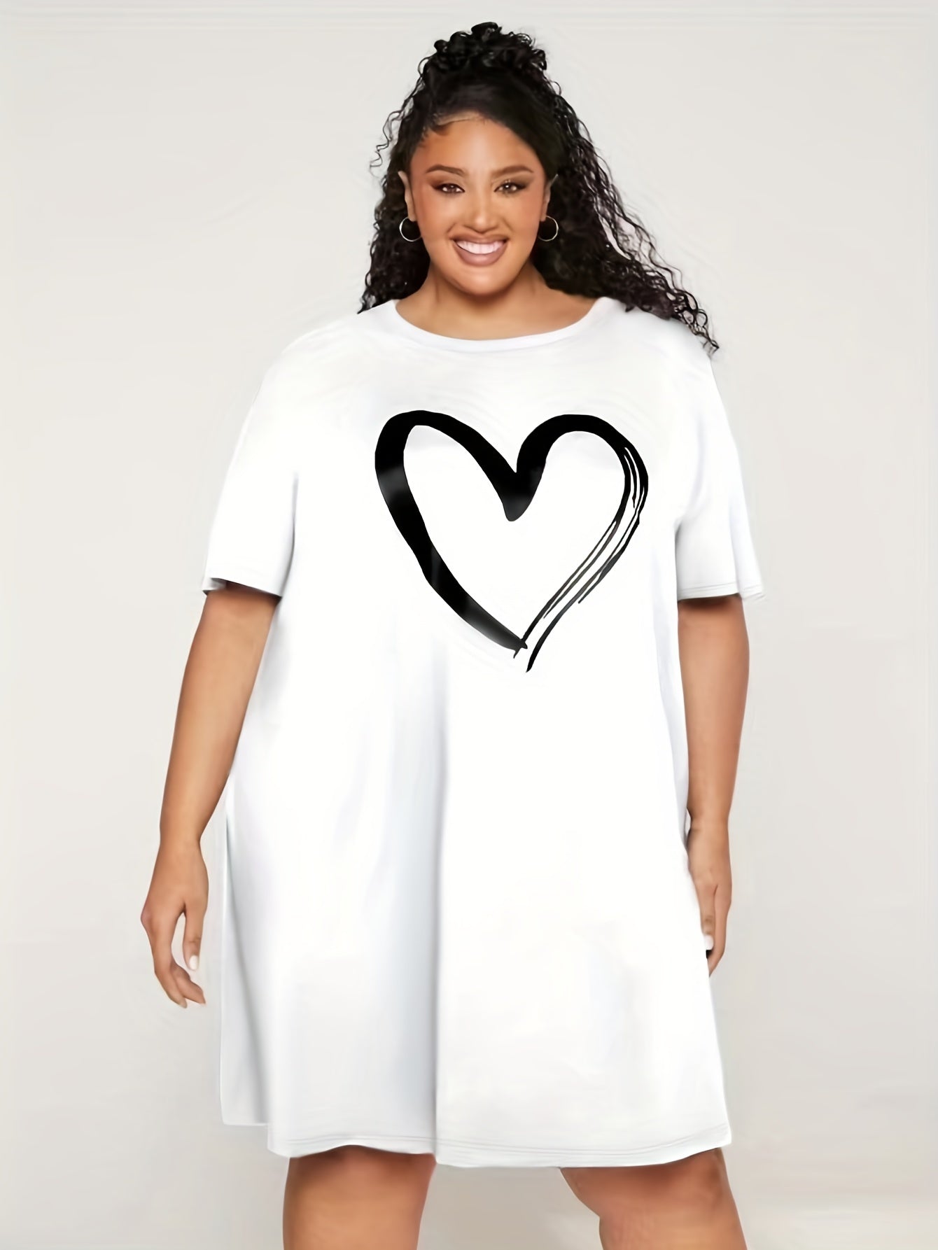  Heart Print Comfort T-shirt Dress